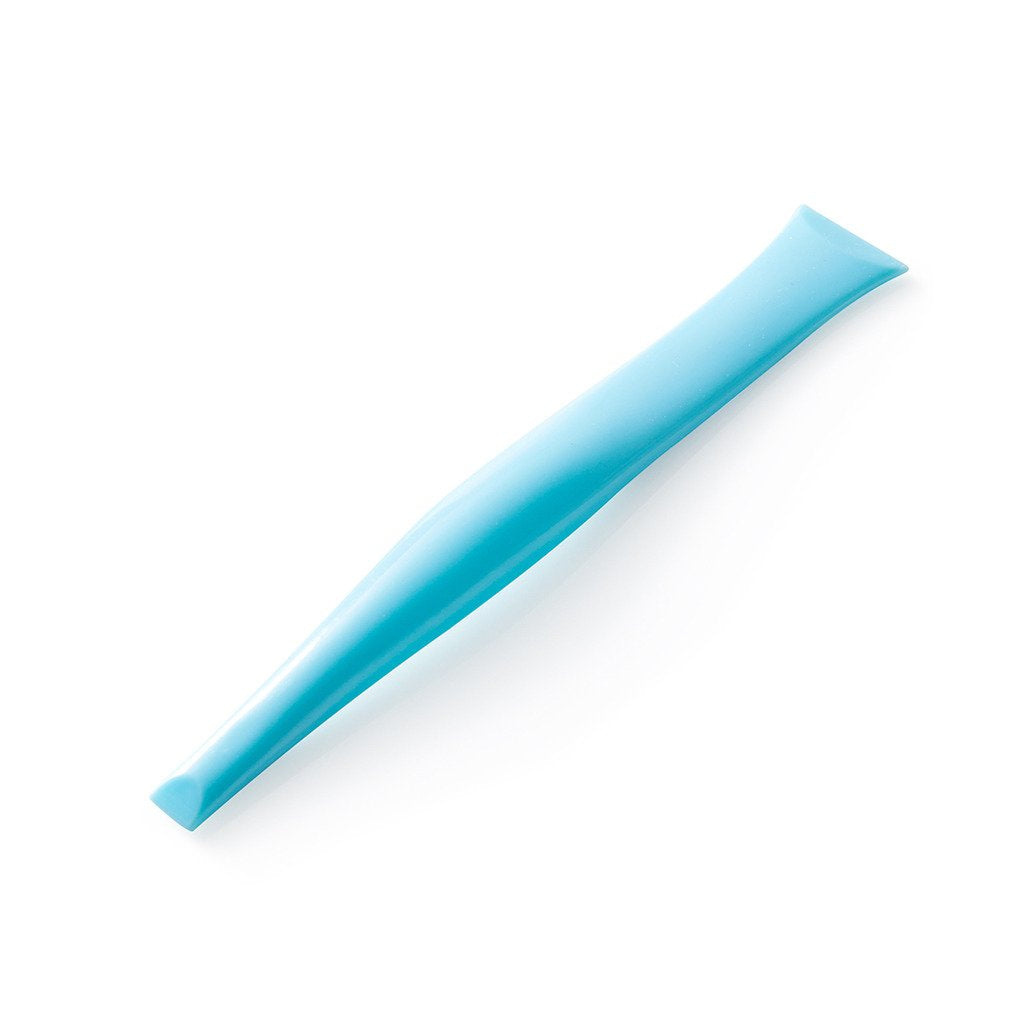 Three blue Eunion plastic paint scrapers and label peelers, stiff and scratch-free cleaning tools for versatile household use.