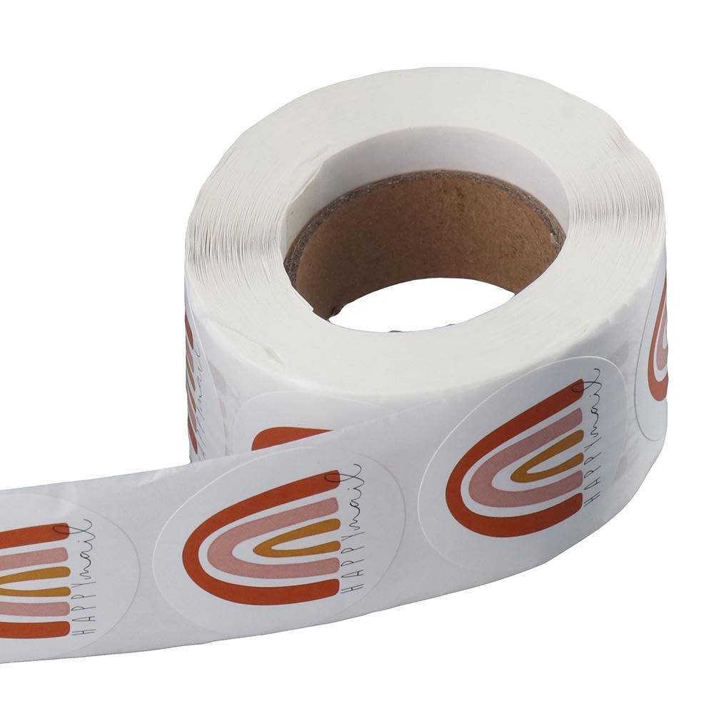 dohobby 500 Pcs Boho Rainbow Stickers,Self-Adhesive Labels Roll,Round Envelope Stickers for Boxes