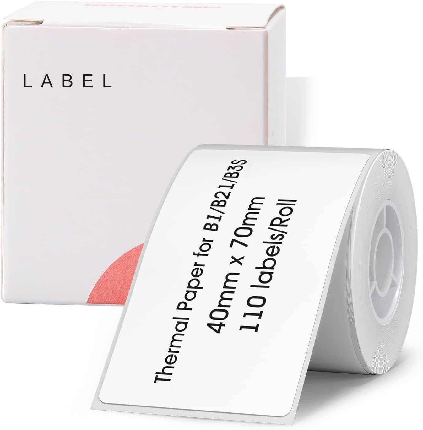 NIIMBOT Labels for B1/B21/B3S Label Maker, 1.57'' x 2.76'' (40x70mm) Thermal Sticker Label, Waterproof, Oil-Proof and Tear-Proof NIIMBOT Labels, 1 Roll of 110 Self-Adhesive Thermal Labels (White) White-1.57'' X 2.76''