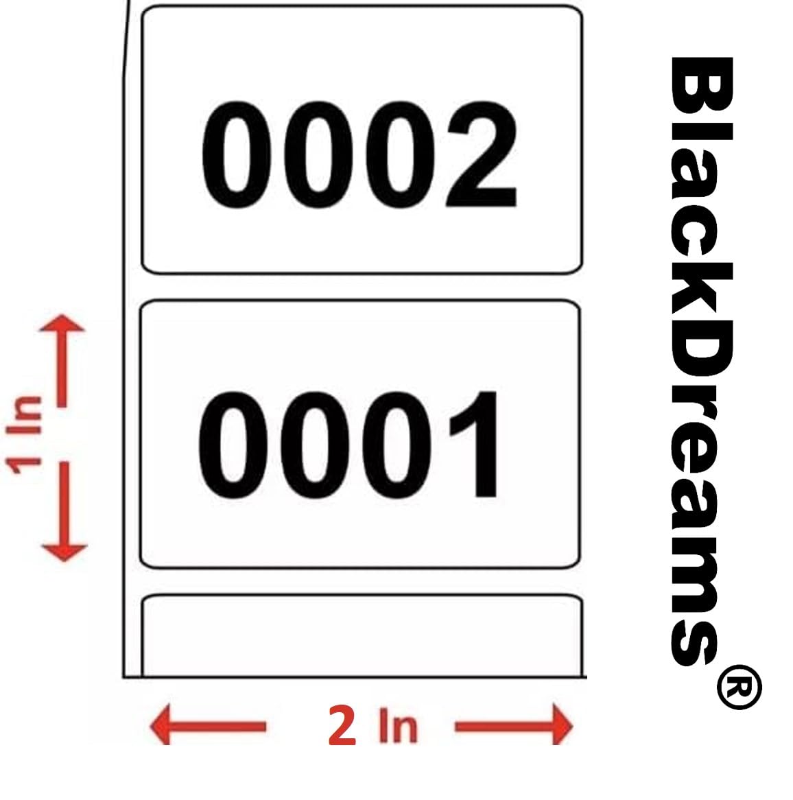 Consecutively Numbered Labels. Measure: 2"x1" PVC Material (Various Number Sequences Available) (1001-2000) Polyvinyl Chloride 1001-2000