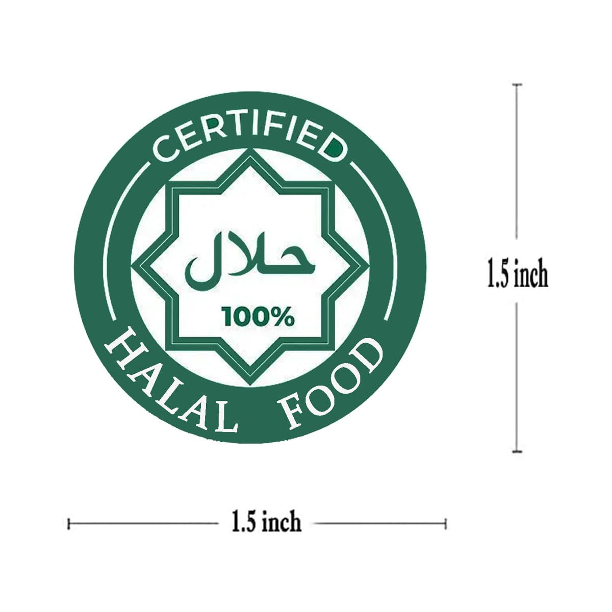 Hodmopli Halal Food Labels (Pack-500) - Green, Waterproof, Removable, Circle Stickers for Halal Food Identification