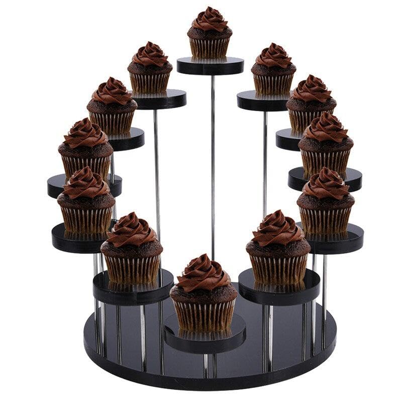 Cupcake Stand Acrylic Display Stand for Jewelry/Cake Transparent Dessert Rack Wedding Birthday Party Decoration Tools (white,12circles) white 12circles