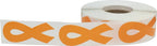 Orange awareness ribbon stickers, 2-inch all-purpose adhesive labels, 500 total, designed for awareness campaigns and events.