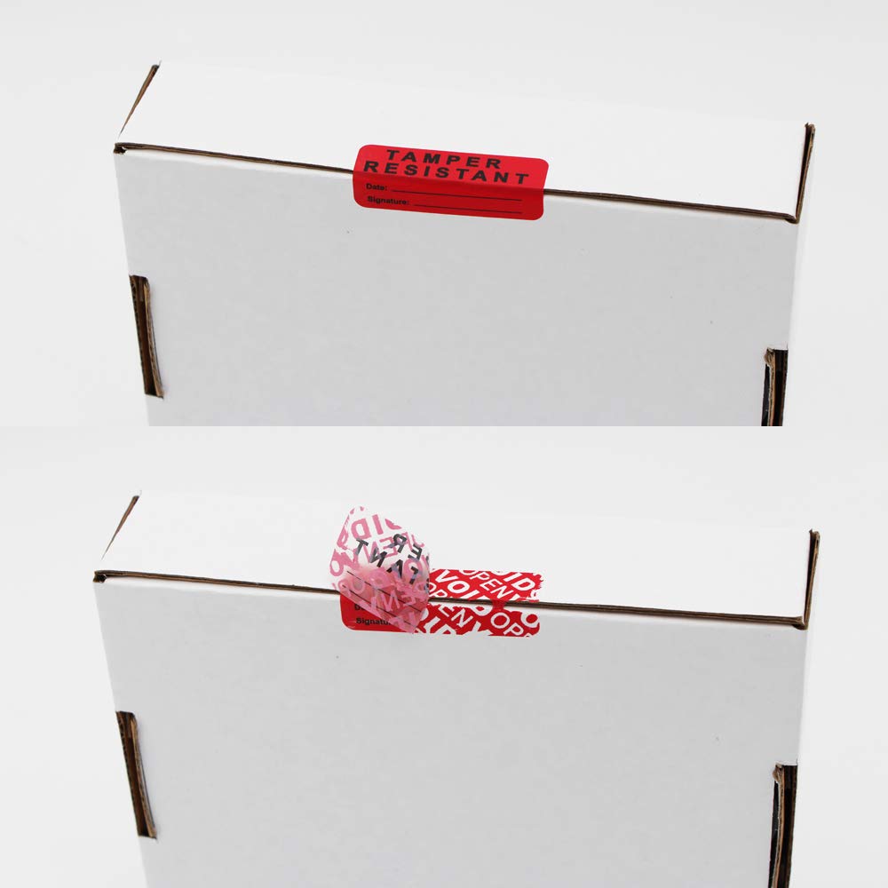 Solitary Walker 500Pcs/roll Tamper Evident Security Void Stickers 0.78" x 1.78" Red Complete Transfer Tamper Proof Labels Safety Torn up Invalid Seals Tape 0.78" x 1.78"