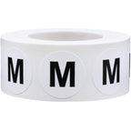 White Circle Medium M Clothing Size Stickers - 3/4 Inch Round, 500 Adhesive Labels Per Roll for Retail Apparel, Clothing Organization, and Inventory - Made in The USA
