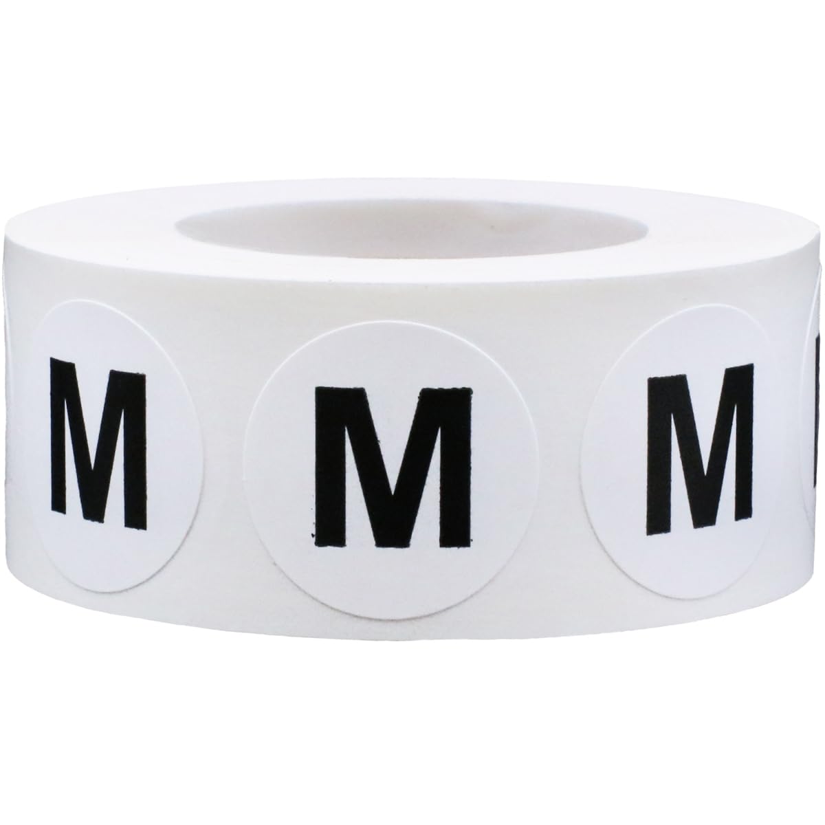 White Circle Medium M Clothing Size Stickers - 3/4 Inch Round, 500 Adhesive Labels Per Roll for Retail Apparel, Clothing Organization, and Inventory - Made in The USA