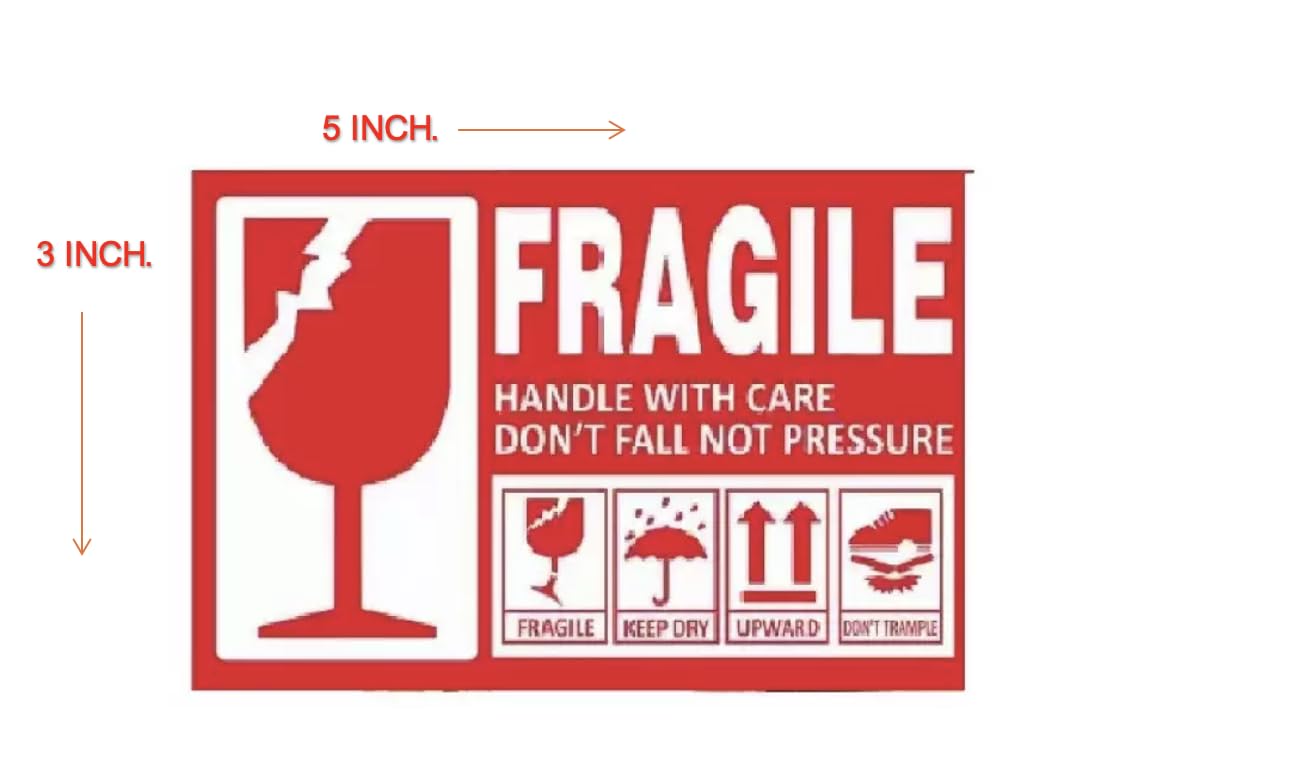 Fragile Label Stickers Handle with Care 3 x 5 Inch 500 Permanent Adhesive Fragile Stickers for Shipping Moving Glass Fragile Labels (1 Roll, 500 Labels)