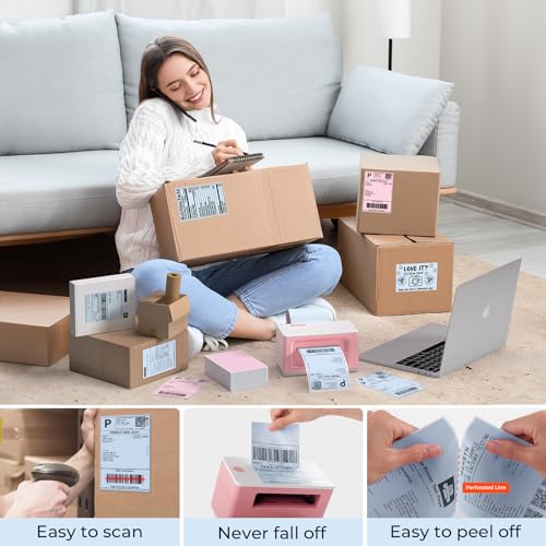 2.25"x1.25" Blue Direct Thermal Labels+Blue Shipping Labels