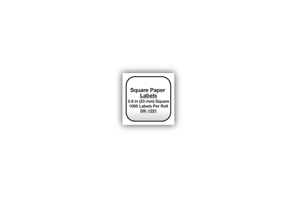 Brother DK1221 Square Paper Labels, 1000 Labels, White