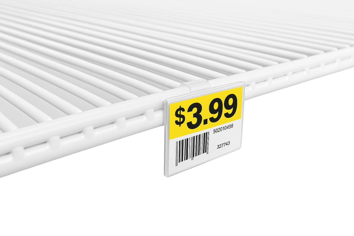 2.25" L x 1.25" H Plastic Cooler/Refrigerator UPC Label Holder Clip Organizer for Double Wire Fridge Shelf - 50 Pack 2.25" x 1.25"