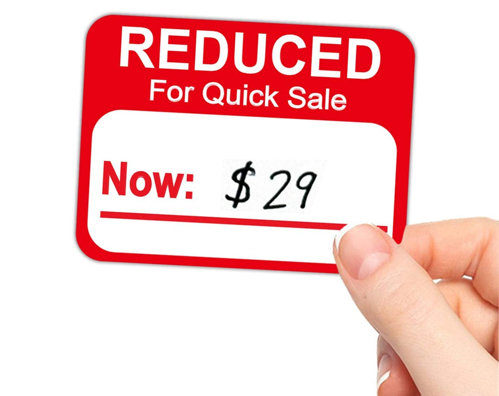 Red Well Tile price marker labels, 1.8" x 2", retail grocery store food labels, 500 pcs for pricing and discounts.
