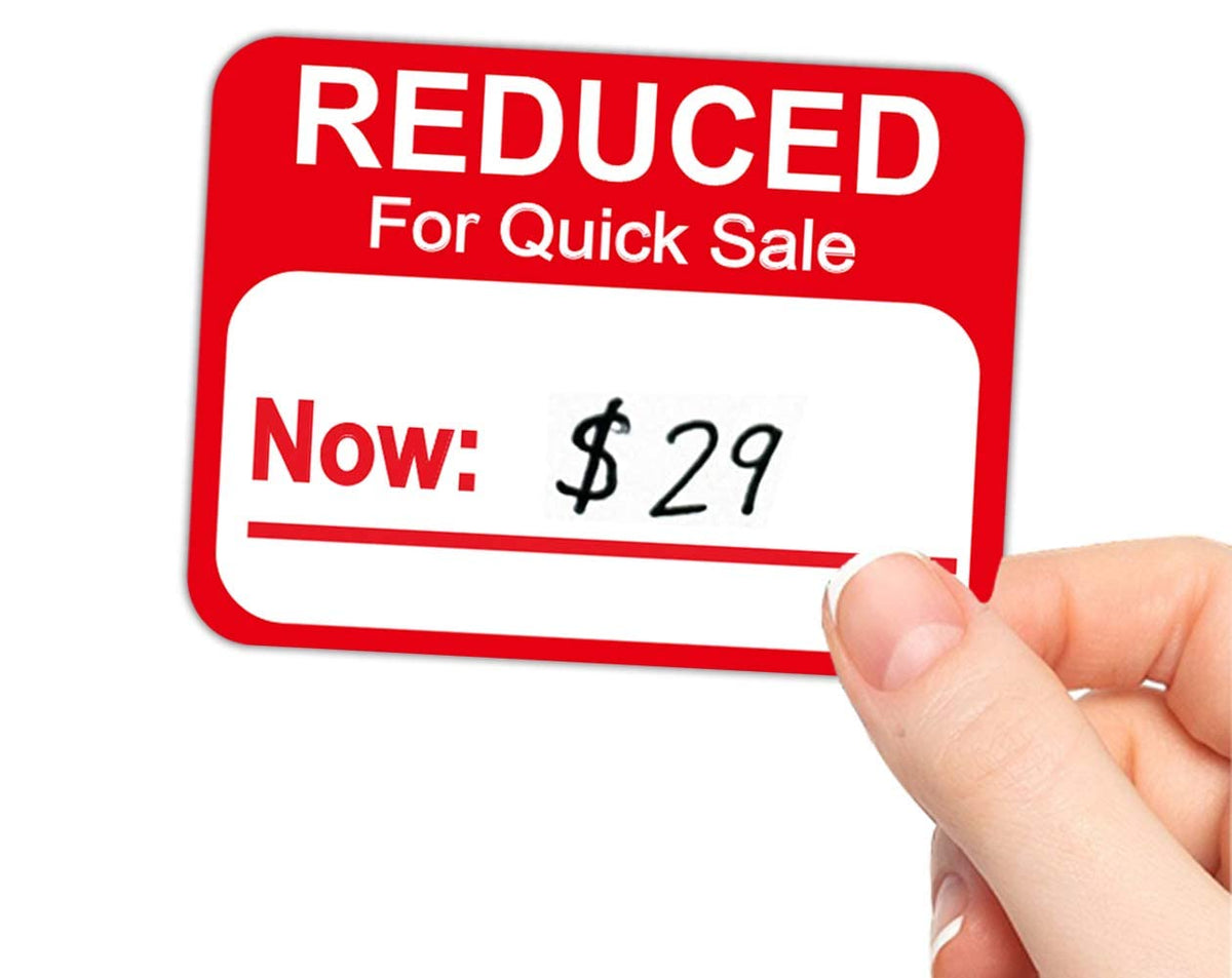 Red Well Tile price marker labels, 1.8" x 2", retail grocery store food labels, 500 pcs for pricing and discounts.