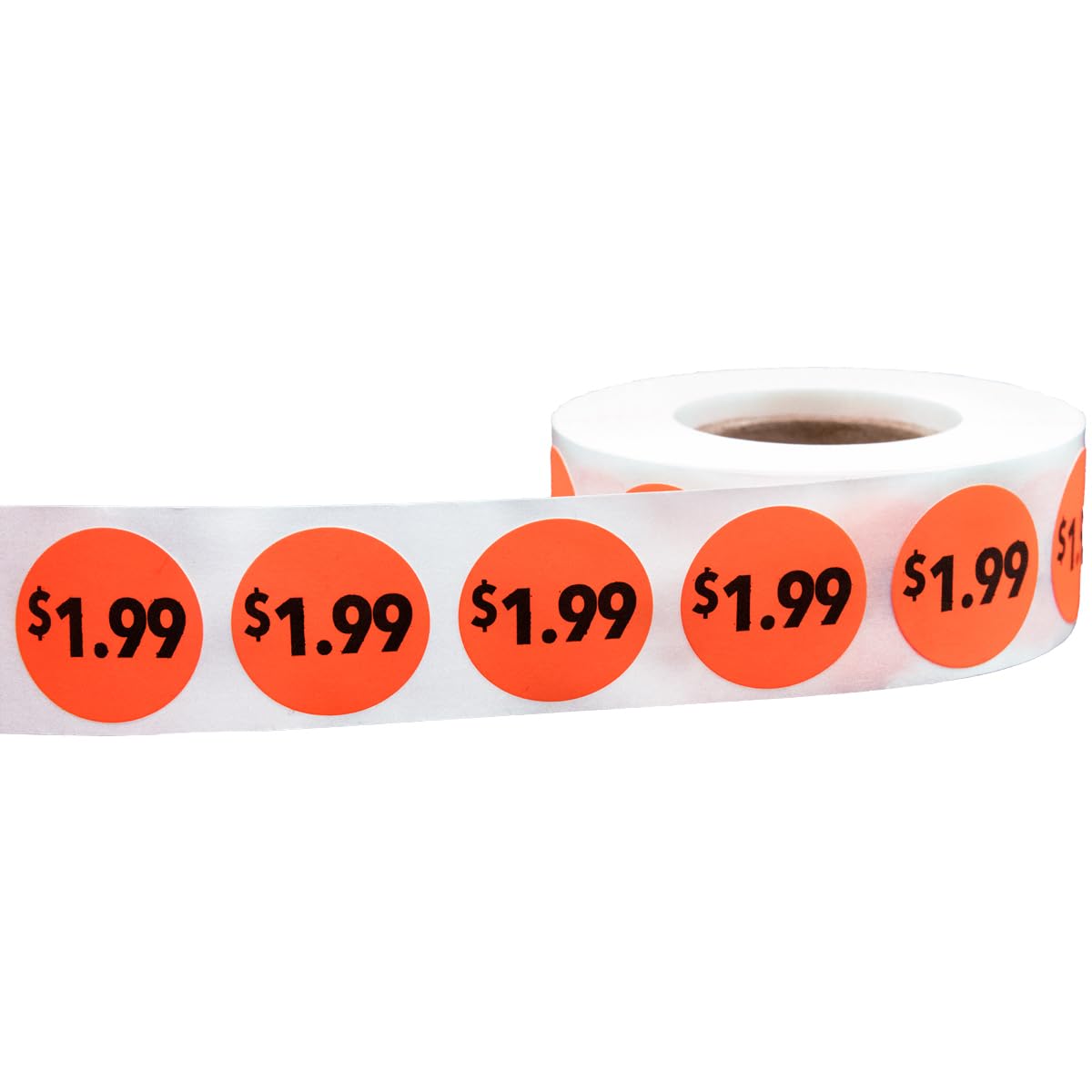 Fluorescent Red $1.99 Circle Dot Stickers, 3/4 Inch Round, 500 Labels on a Roll
