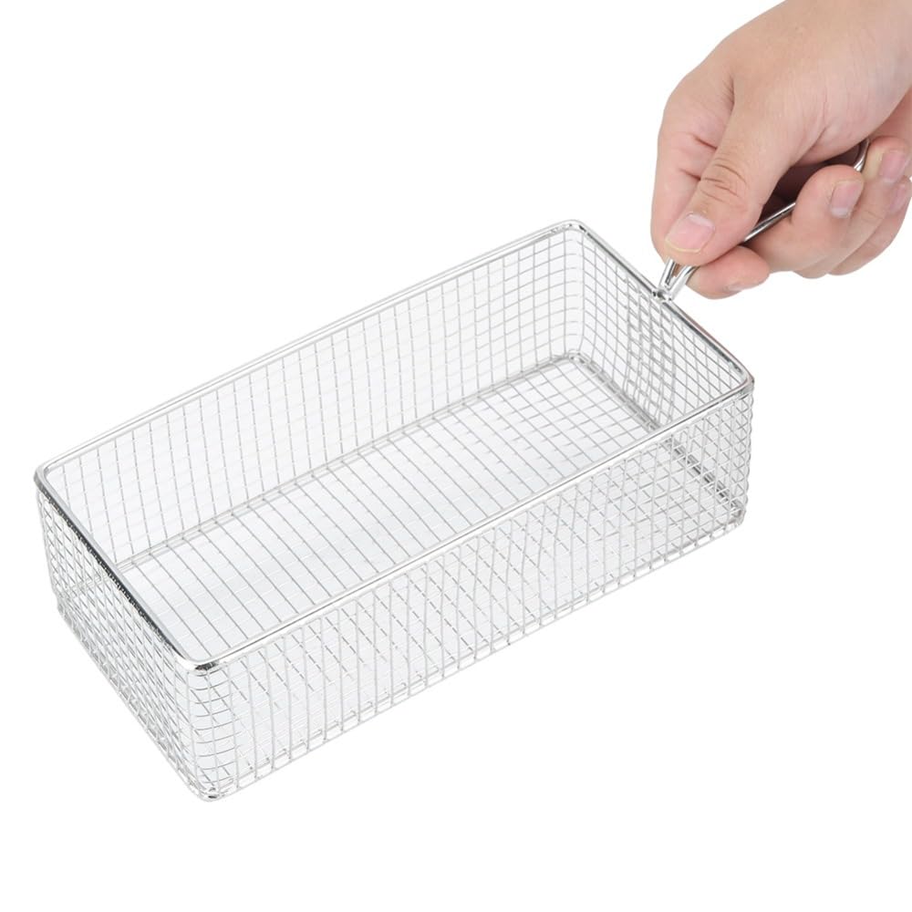 Mini French Fries Basket with Handle, 8.5x4.2x2.6 In, Silver