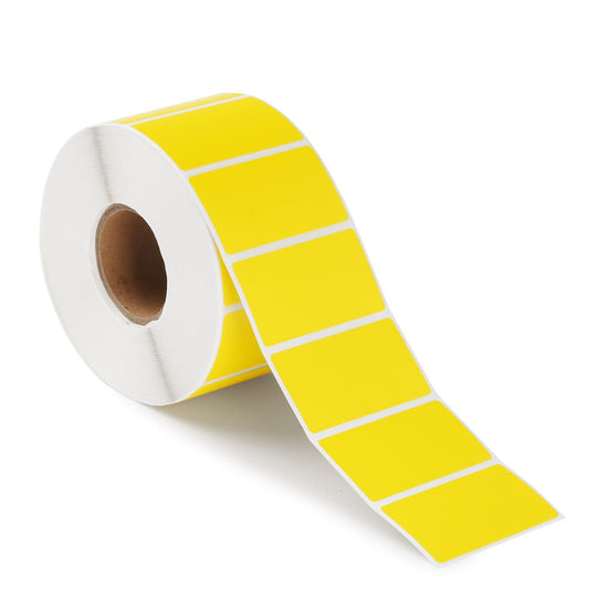 OFFNOVA 2.25" x 1.25" Thermal Direct Labels, Roll of 1500 Stickers Labels for Barcode, Address, with Perforation, Compatible with Rollo, Permanent Adhesive, Yellow 2.25”x1.25”