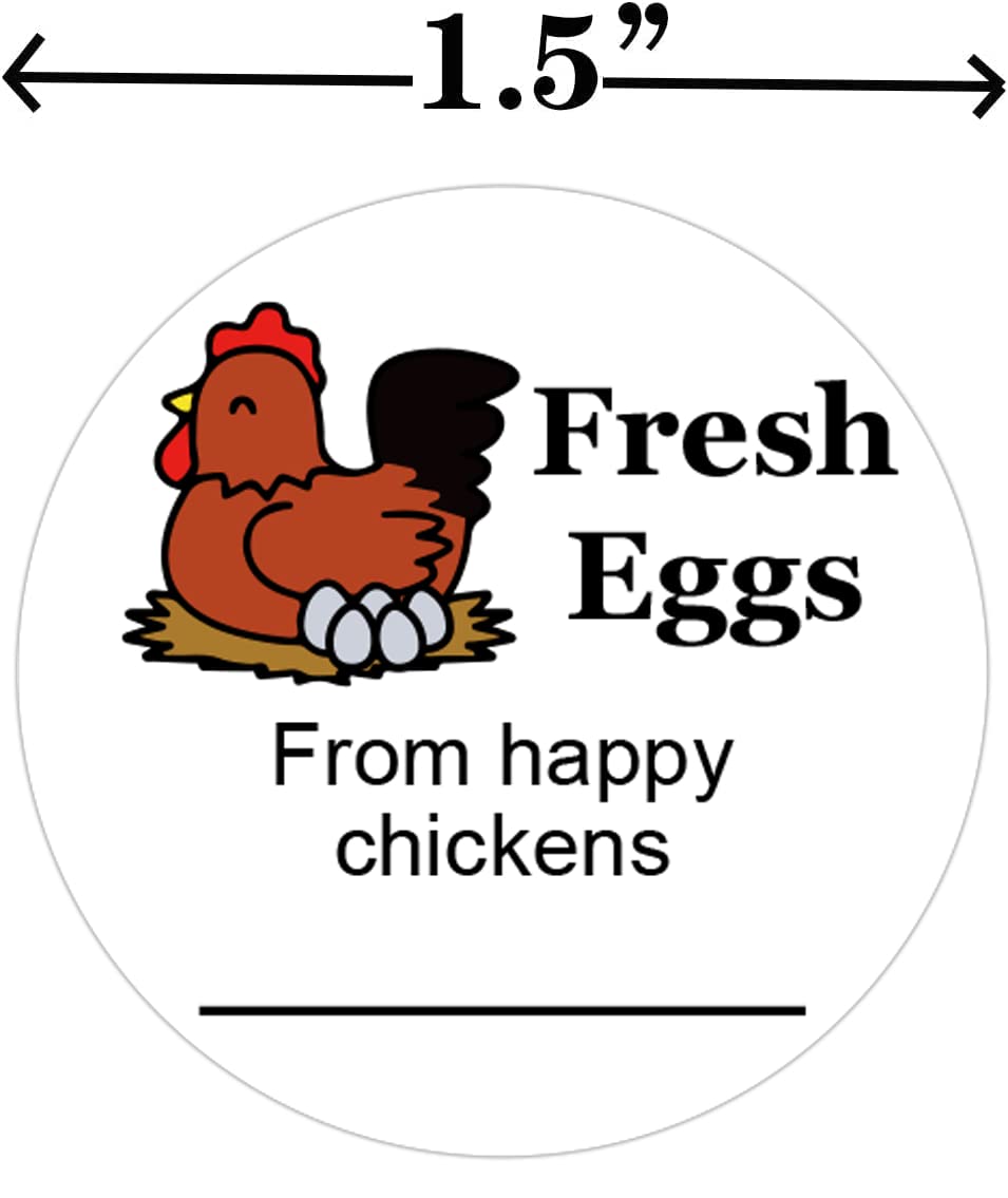 Farm Fresh Eggs Stickers 2 Inch Fresh Egg Carton Stickers from Happy Chickens Labels - Farm Chicken Eggs Stickers 500 Pcs Egg Carton Label Stickers for Egg Carton Labeling Medium 1.5INCH