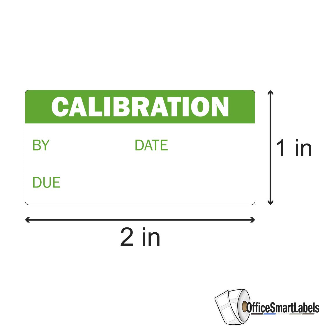 Calibration Stickers - 2 x 1 Inch Mini Label - Write On Adhesive for NIST & ISO-9000 Calibration Inspection Quality Control Mini Label Stickers - 300 Count/Roll Calibration - Green 1 Roll