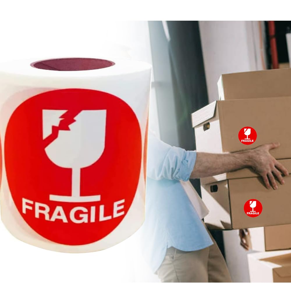 Fragile Stickers Handle with Care Do Not Drop Warning Shipping Labels for Package Boxes,3 Inch,300 Pcs