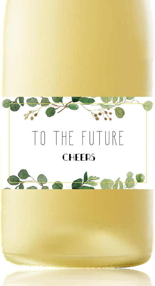 Mini Champagne Bottle Labels, 50 Pcs Greenery Cheers to The Future Stickers Floral Wedding Wine Labels for Wedding Bridal Shower Birthday Party, Rectangle Style3