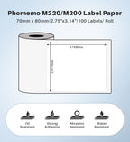 Phomemo Compatible Thermal Labels 2.75” x 3.14" 2.75'' x 3.14'' 3 Roll
