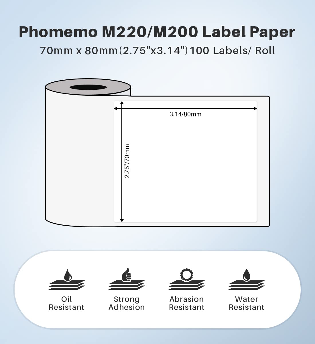 Phomemo Compatible Thermal Labels 2.75” x 3.14" 2.75'' x 3.14'' 3 Roll