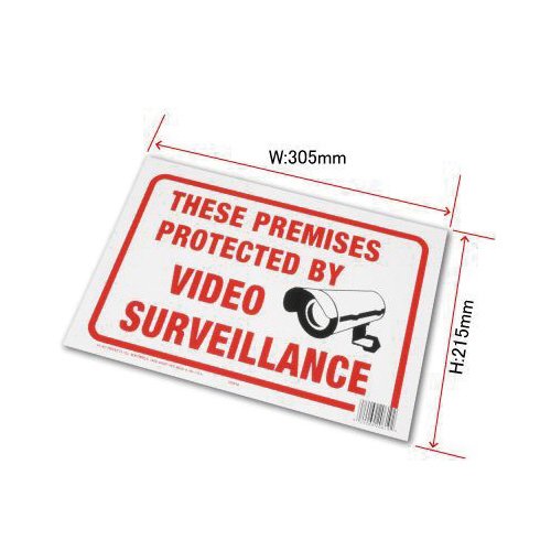 Hy-Ko Products 20619 Surveillance Plastic Sign 8.5" x 12" Red/White (Pack of 5) 8.5" x 12" (Pack of 5) Protected By Video Surveillanc