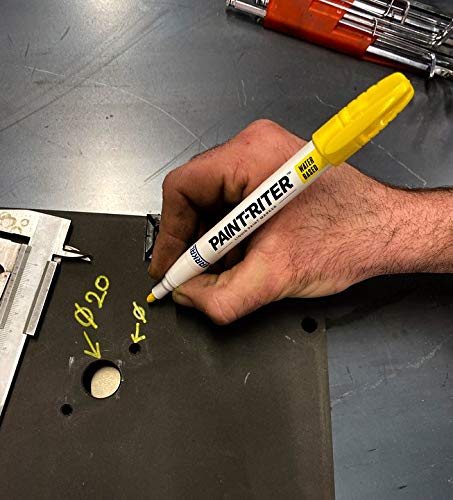 Markal 97401 Paint-Riter+ Water-Based Liquid Paint Marker, Versatile Surface Compatibility, Bold Mark Size 1.8", Yellow 12-Pack