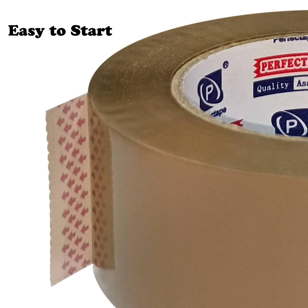 PERFECTAPE Heavy Duty Brown Packing Tape 12 Rolls, Total 1200M, 2.7 mil, 1.88 inch x 100 Meters, Ultra Strong, Refill for Packaging and Shipping 12-PACK