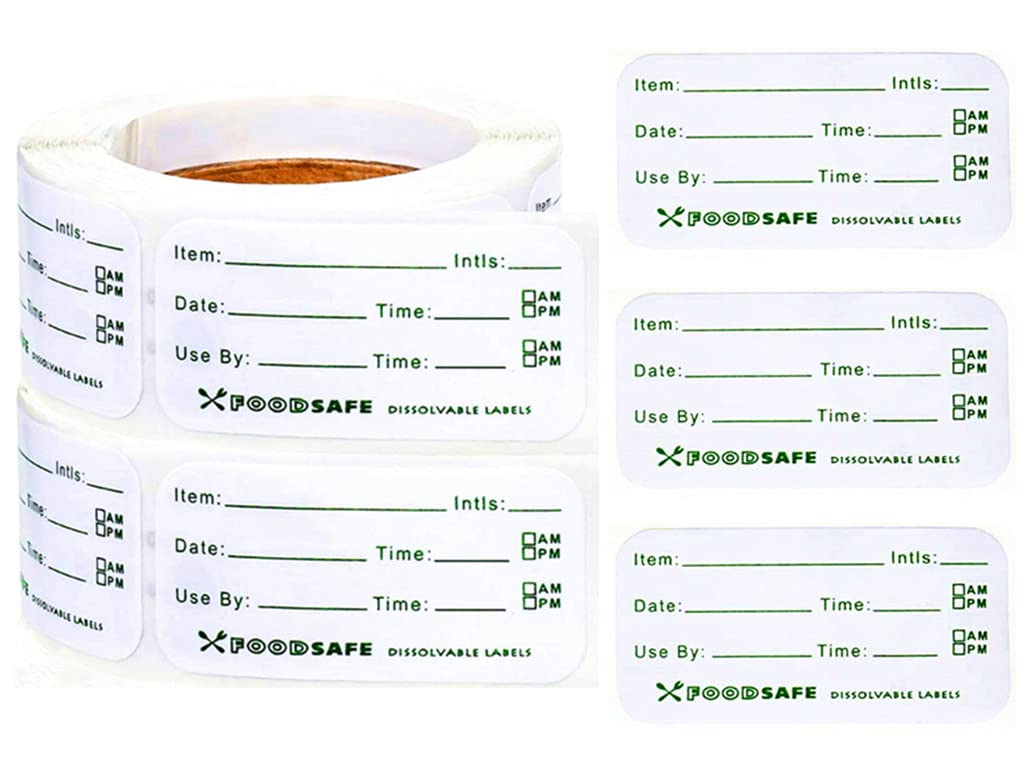 Food Storage Labels,Removale Dissolvable Food Preservation Sticker Label to Glass Plastic Metal Food Containers Jars for Kitchen Restaurant Food Storage Organization(500pcs,2x1) Style-1