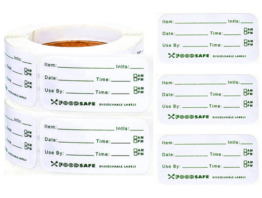 Food Storage Labels,Removale Dissolvable Food Preservation Sticker Label to Glass Plastic Metal Food Containers Jars for Kitchen Restaurant Food Storage Organization(500pcs,2x1) Style-1