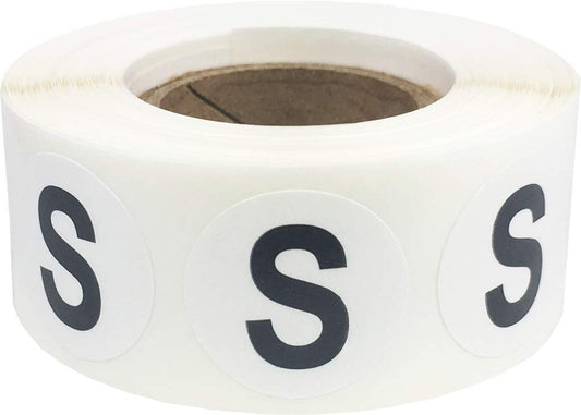 Letter S Inventory Labels .75 Inch Round Circle Dots 500 Adhesive Stickers