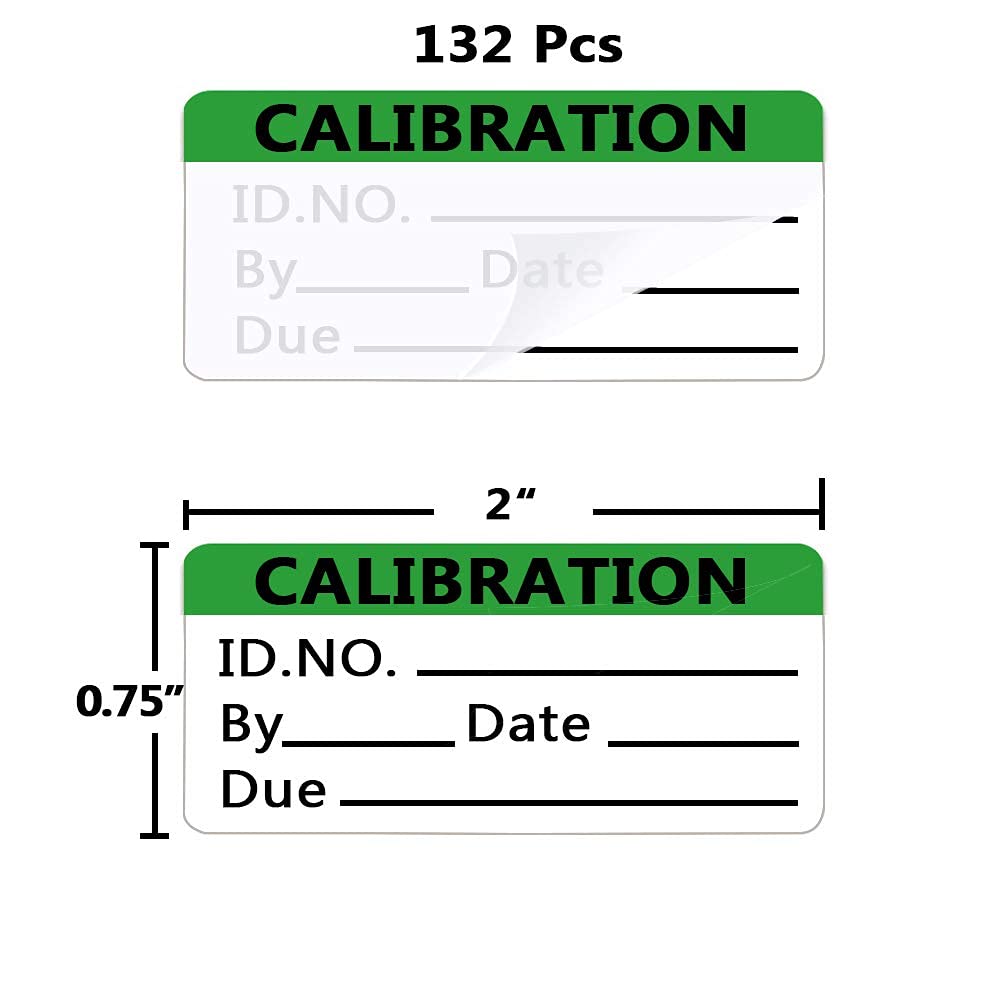 Calibration Stickers,Green Black Word Calibration Labels, Self Laminating Protects Your Writing from Smearing,Tampering and Abrasion,Perfect for NIST, ISO Calibrate Equipment-132 Labels/Pack