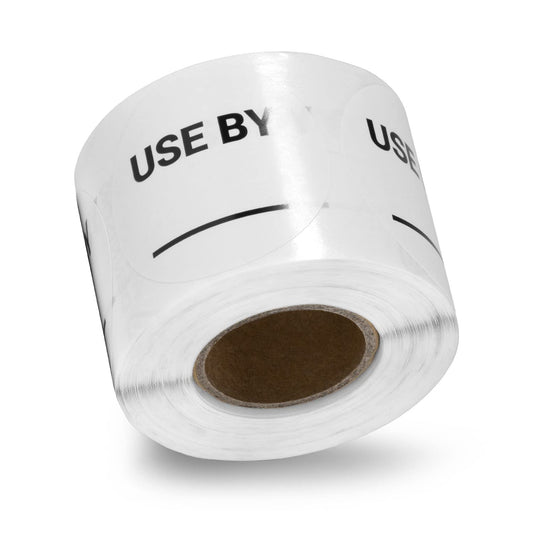 300 Use by Labels, 1.5 inch, Circle Dot Use by Date Stickers for Expiration Date/Service/Shelf Life/Food Safety - 1 Roll of Food Prep Labels 300 Labels