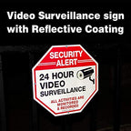 Video Surveillance Sign, 4 Pack 10 x 10 Rust Free .040 Aluminum Security Warning Reflective Metal Signs, Indoor or Outdoor Use for Home Business CCTV Security Camera, UV Protected & Waterproof