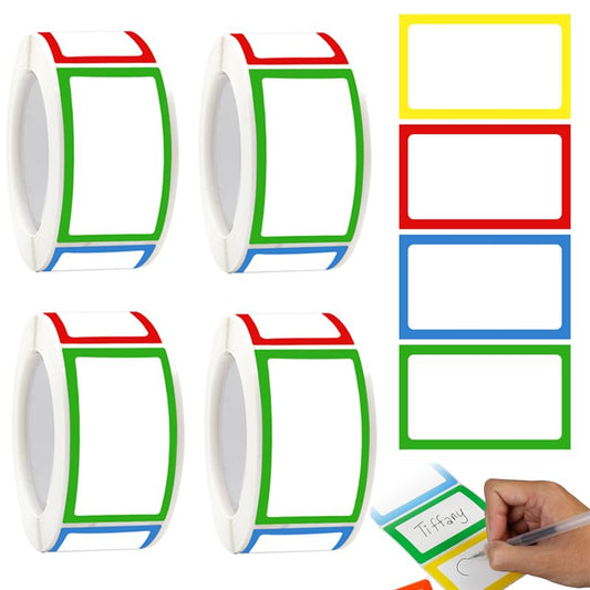 1000Pcs Adhesive Name Tag Labels Stickers, BetterJonny 25 x 45mm Colored Blank Name Tag Category Tags Category Tag Stickers with Strong Adhesion for Office School and Home(4 Colors)