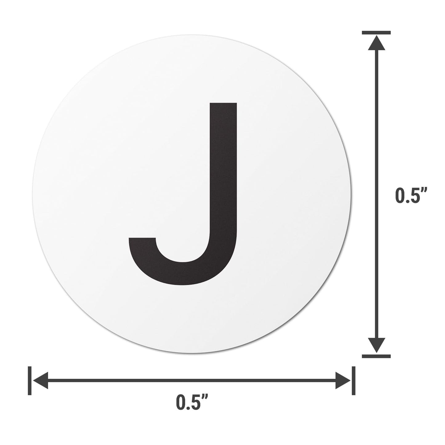 Letter J Stickers (1/2 inch, Circle Dot - 300 Labels) Self-Adhesive Letter J Inventory Labels for Organization, Arts and Crafts on Semi-Gloss Paper