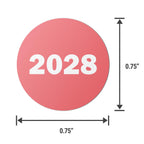 2028 Year Labels, 0.75 Inch Round, Red, 300 Count 2028 10 Sheets