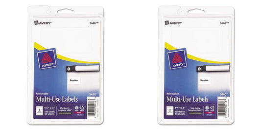 Avery Removable Print or Write Labels, 1.5 x 3 Inches, White, Pack of 150 (5440), 2 Packs