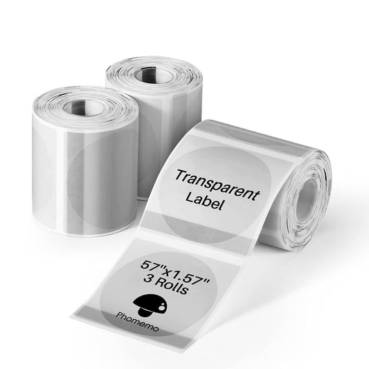 [3x180 pcs] Circle Transparent Thermal Label Paper, Phomemo M110/M220/M120/M200/M221/M150 Printer Round Label, Self-Adhesive Thermal Printer Paper, 1.57"x1.57"(40x40mm) 180 Pcs/Roll, Clear 1.57'' x 1.57'' (40mm x 40mm) 3 Roll