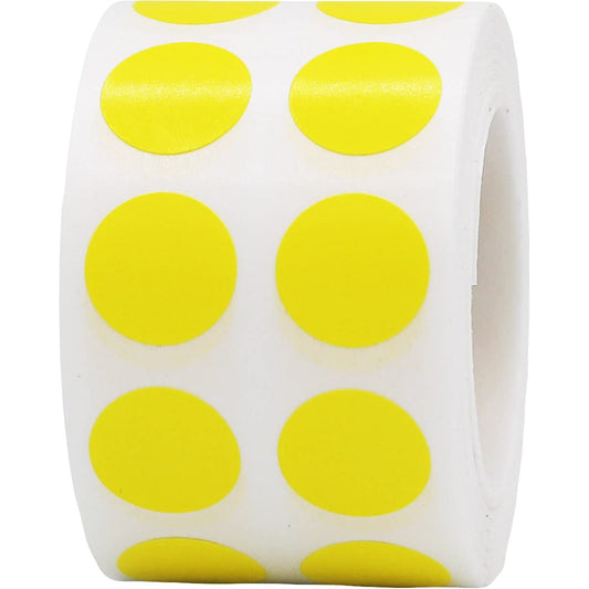 Hot Yellow Color Coding Labels for Organizing Inventory 0.50 Inch Round Circle Dots 1,000 Total Adhesive Stickers On A Roll