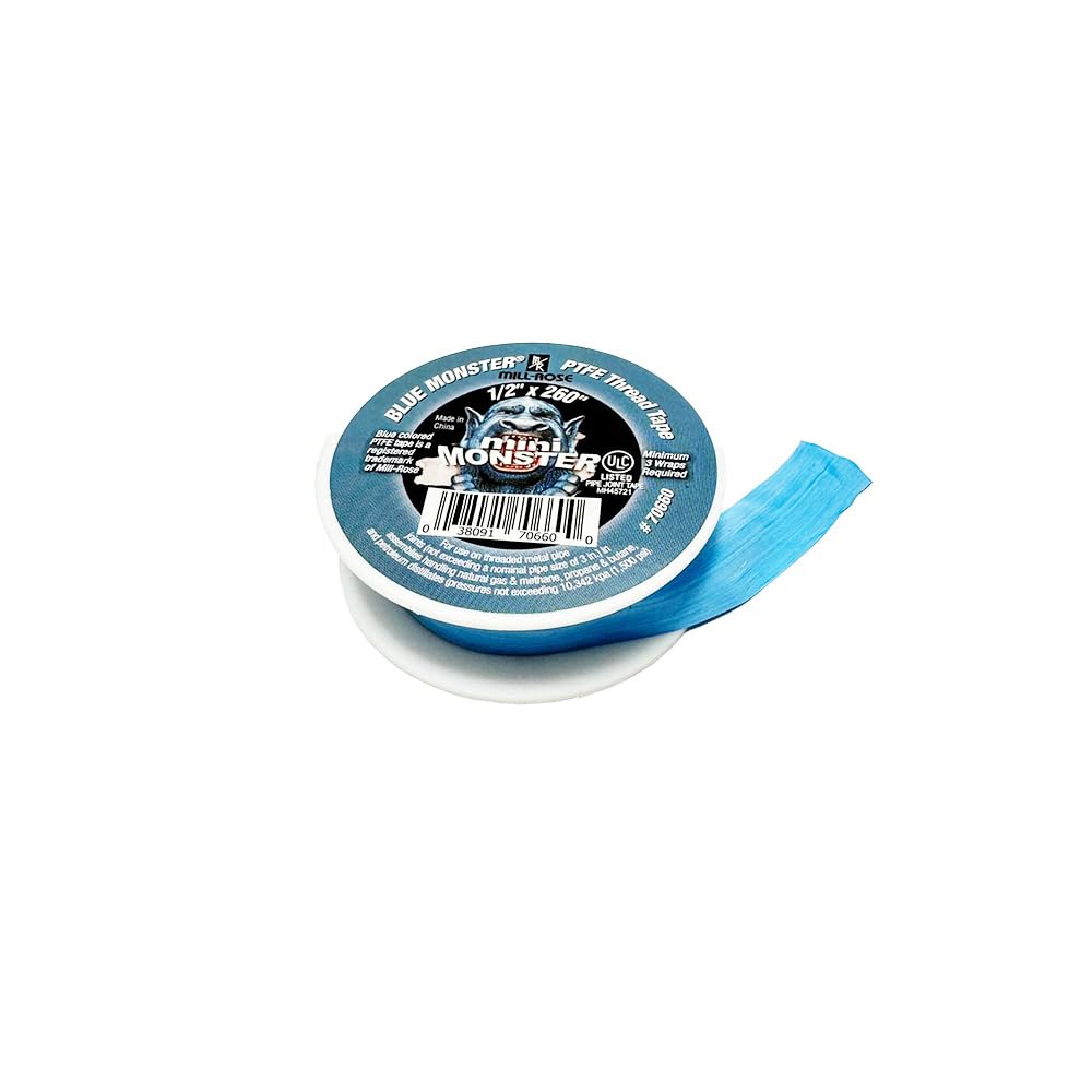Millrose 70660 Monster Roll PTFE Thread Seal Tape, 1/2-Inch x 260-Inch, Blue 1/2 inch x 260 inches