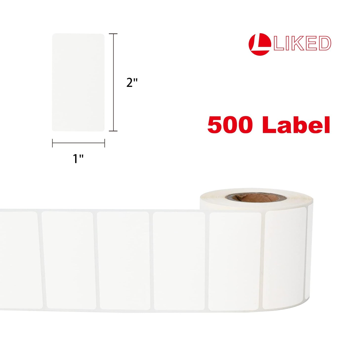 L LIKED 500 Stickers 1" x 2" White Dissolvable Food Labels for Containers -500 Labels/Roll