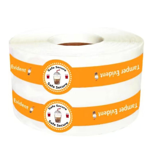 Safe Secure Tamper Evident Seals Stickers for Drink Lids,1" x 9" Orange Food Delivery Stickers Labels for Freshness Labels Drink Food Seal Stickers.(500PCS)
