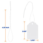 1000Pcs Price Tags with String Attached, 1 3/8" x 2 1/8" White - Smooth Surface 1000pcs - 1.375" x 2.125"