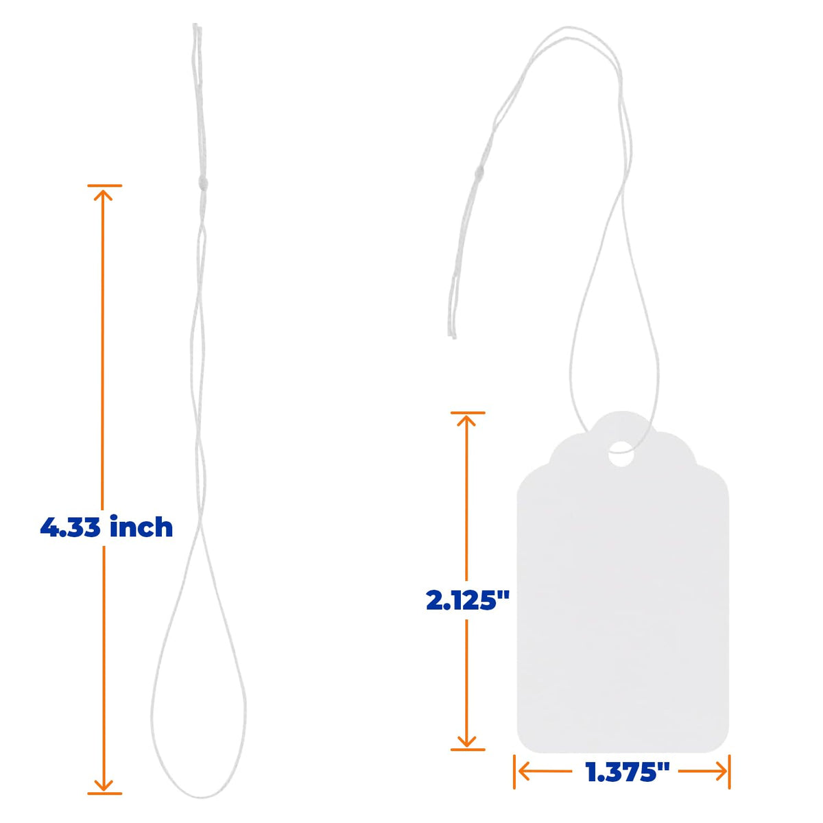1000Pcs Price Tags with String Attached, 1 3/8" x 2 1/8" White - Smooth Surface 1000pcs - 1.375" x 2.125"