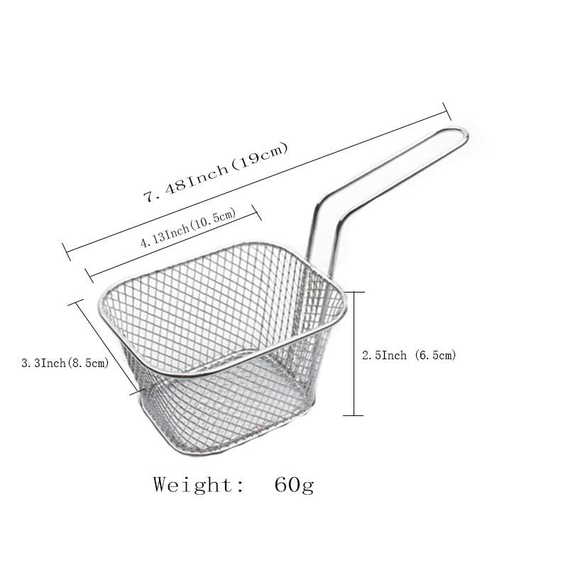 12Pcs Mini Square Fry Bakests French Fries Basket 4.1x3.3x2.6Inches Table Serving Frying Chips Baskets, French Fry Holder for Kitchen Restaurant Party Barbecue(Silver)