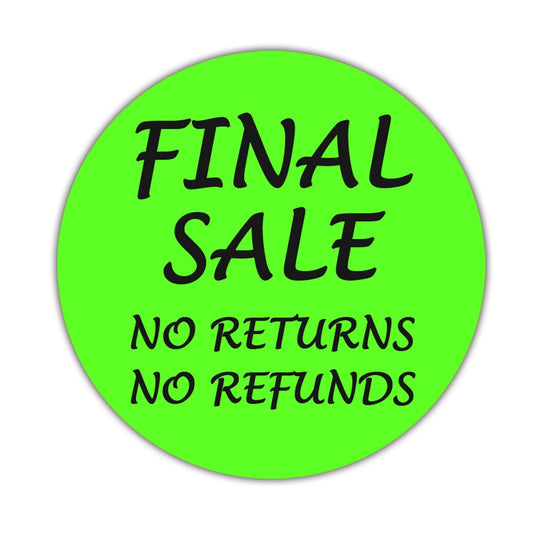 Top Label Final Sale Stickers, 1.5 Inch, 500 Pcs, Green, Paper or Plastic, Round