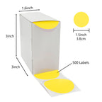 Yellow Circle Round Stickers 1.5 Inch Vinyl Dot Labels Roll 500 Pcs Yellow 1.5" Diameter
