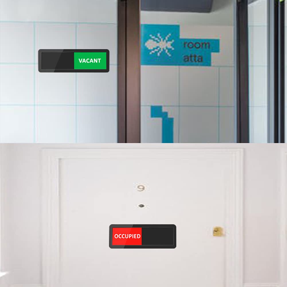 Privacy Sign, Vacant Occupied Sign for Home Office Restroom Conference Hotels Hospital, Slider Door Indicator Tells Whether Room Vacant (115 INCH, Black) (Pack of 2) 11*5 INCH (Pack of 2)