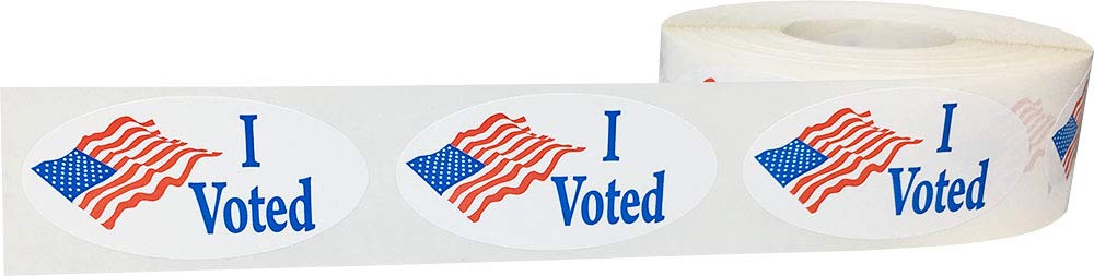 I Voted Stickers with American Flag, 2 x 1 Inches, 500 Adhesive Labels - Patriotic Election Day Vote Stickers for Voter Locations and Polling Stations